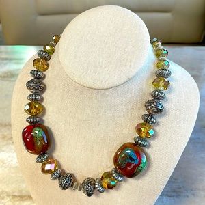 Tribal Chunky Bellydance Frida Kahlo chunky Bead necklace Vintage & adju…